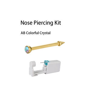 Kit de herramientas de perforación de nariz Individual de 2mm, Perno de diamante AB dorado incorporado, pistola de perforación de nariz automática de una sola vez, acero inoxidable dorado - Product Image 5