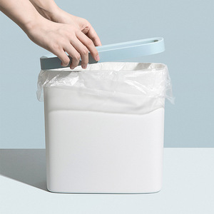 Poubelle rectangulaire moderne 10L avec couvercle rabattable, poubelle intérieure pour salle de bain, salon, design étroit, rangement créatif - Product Image 4