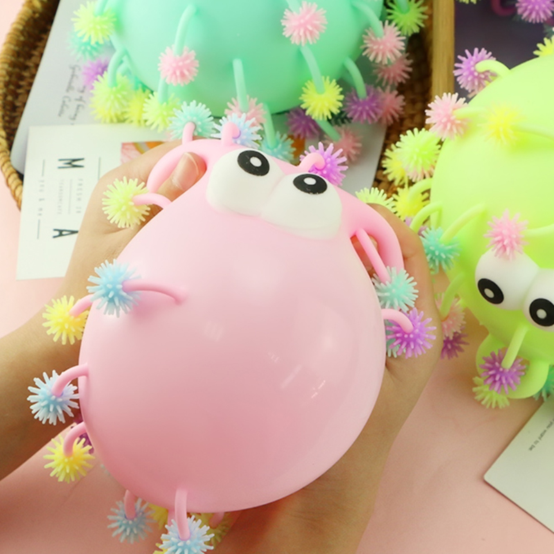TPR soft rubber light up huge dense 17CM big soft hairy ball