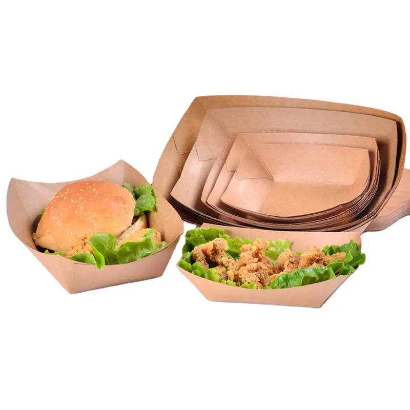 Одноразовая коробка из крафт-бумаги, картошки фри, жареная курица, гамбургер, ланч, фруктовый салат, поднос для закусок