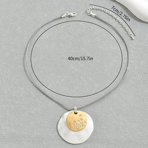 Women's Minimalist Geometric <b>Necklace</b> With Diamond Circle Pendant Everyday Wear Clavicle Chain XL5421 1 - Product Image 3