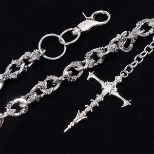 yueli Cross Waist Chain Tibetan Silver Hip Hop Punk Spiked Pendant Daily Wear - Product Image 4