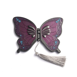 Butterfly Women Beauty Soft Enamel Creative Decorative Hand Held Mirror With Tassel - Product Image 1