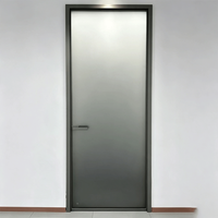 Portes en verre en alliage d'aluminium haut de gamme, style minimaliste moderne, avec ressort au sol à fermeture automatique, en acier inoxydable, insonorisées, verre Low-E, surface lisse