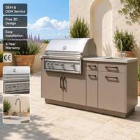 Armoire de rangement modulaire d'extérieur en acier inoxydable 304, résistante aux intempéries, avec panier de rangement pour barbecue, pour patio, jardin, villa