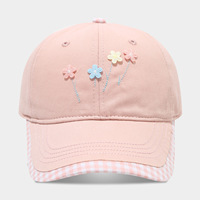Gorra de Béisbol a Cuadros Estilo Coreano con Delicado Bordado Floral, Tela de Algodón, Ajustable, Protección Solar, para Uso Casual al Aire Libre