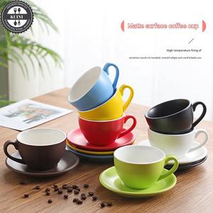 Juego de Taza <span class=keywords><strong>y</strong></span> Platillo de Cerámica Gruesa, Taza para Latte Art de 220 ml, Taza para Cappuccino, Taza para Espresso, Vajilla para Restaurante/Cafetería, Logotipo Personalizado - Product Image 1