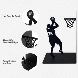 Custom Non-Slip Heavy-Duty Metal <b>Bookends</b> with Kobe Plays Basketball Design Custom Color & Packaging for Shelf & Desktop Use - Product Image 2