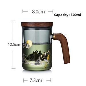 Tasse à thé en <span class=keywords><strong>verre</strong></span> cylindrique résistant à la chaleur, 500 ml, ensemble de tasses à thé, séparation eau-thé, tasse de bureau, ensemble de tasses à thé haut de gamme - Product Image 2