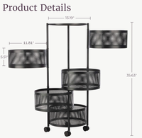 Carrito Organizador Giratorio de 5 Niveles para Cocina, Construcción Metálica Resistente, Ideal para Almacenamiento de Productos