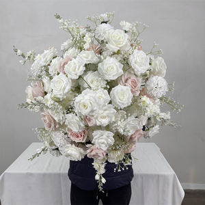 Centro de Mesa de Boda con Bola de Flores Artificiales Realistas de Seda, Rosa Blanca, Colores y Tamaños Personalizables, Decoración para el Regreso a Clases - Product Image 1