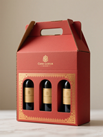 Boîte d'expédition en carton ondulé de luxe personnalisée pour bouteille de vin, avec doublure en mousse et gaufrage, boîte rigide à poignée