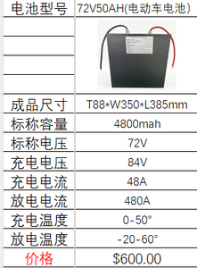 Brand New <b>72V</b> 100Ah 200Ah 300Ah LiFePO4 <b>Battery</b> Pack for Golf Cart and Energy Storage System - Product Image 6