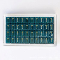 Jeu de Mahjong Américain de Luxe 160 Tuiles en Acrylique Façonné à la Main, Motif Feuille de Ginkgo Bleue, 1,26*0,9*0,5 po, pour 4 Joueurs, Écologique