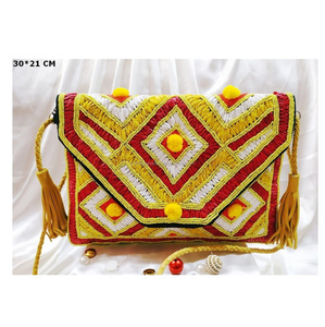 Pochette de luxe faite à la main pour femmes Logo personnalisé bohème motif léopard coton soirée artisanale sacs de messager inde - Product Image 3