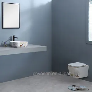 Calcomanía de cerámica para colgar en la pared, inodoro, baño, inodoro de una pieza montado en la pared, WC, un juego de sanitarios