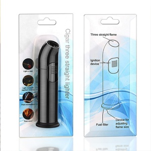 Nouveau briquet miniature rechargeable au butane coupe-vent, flamme à 3 jets, design luxueux, logo personnalisé, cadeau d'affaires en métal avec boîte cadeau - Product Image 6