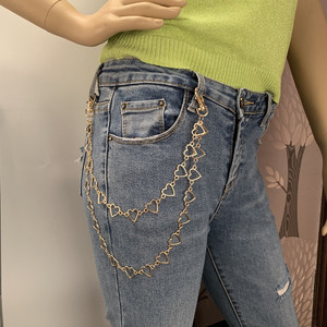Chaîne de corps en forme de cœur Yueli en alliage de zinc, collier multicouche pour usage quotidien, chaîne de pantalon unisexe style hip-hop - Product Image 2
