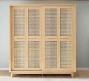 Scandinavian Minimalist Durable Wooden <b>Wardrobe</b> Hinged Solid Wood Freestanding Customizable Multi-purpose Modern Bedroom - Product Image 3