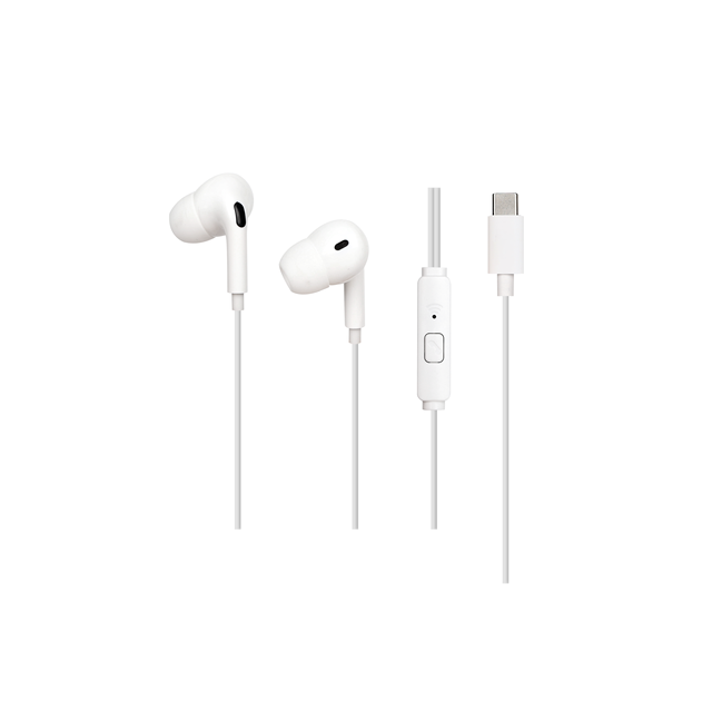 Wired Usb C Earbuds Mic Remote Control 3 Size Silicone Tips Secure Fit Hi-Fi Stereo Earphones for Phone Computer Tablet