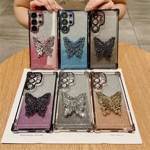 เคสโทรศัพท์แบบมีขาตั้งลายผีเสื้อกลิตเตอร์หรูหราสำหรับ Samsung S24 Ultra Note 20 S23 FE S22 Plus A55 A54 A53 A35 A34 A25 A15 - Product Image 2