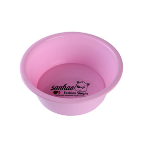 Sanhao Plastic <b>Basin</b> <b>Round</b> Solid Color Household Wash <b>Basin</b> With Logo Printing - Product Image 5