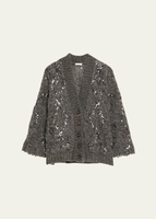Automne Vintage Varsity Cardigan Pull Button-Up Front Knitwear brodé avec manches longues Style décontracté