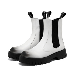 <span class=keywords><strong>Stivali</strong></span> da lavoro invernali in pelle sintetica per <span class=keywords><strong>uomo</strong></span>, Versatile stile britannico alto di colore bianco Chelsea Boots da lavoro - Product Image 3