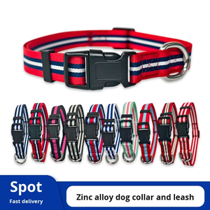 Cross-Border New England Style Striped Pattern Personalized Polyester Webbing Adjustable <strong>Dog</strong> Collar for Small Breed <strong>Dogs</strong> <strong>Button</strong> - Product Image 3