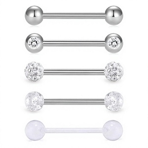 Bijou de piercing en acier inoxydable avec accent en cristal, filetage externe, pour nombril, langue, cartilage, bijoux de corps - Product Image 3