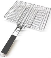 Panier de barbecue pliable en acier inoxydable, grande grille de cuisson en maille avec poignée résistante à la chaleur pour viande, légumes, fruits de mer