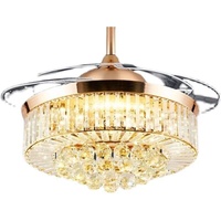 Ventilateur de plafond de luxe invisible en cristal pour salon, chambre, salle à manger, restaurant – Nouveau modèle silencieux tout-en-un avec lustre