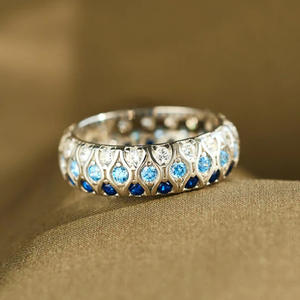 T0722 <b>Eternity</b> Band <b>Ring</b> With Lab Created <b>Cubic</b> <b>Zirconia</b> Round Stones Pave Setting For Wedding Unisex Fashion <b>Rings</b> - Product Image 1