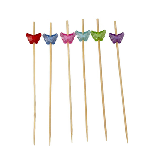 Bâtonnets de fruits dégradables de brochettes de bambou papillon coloré de 12cm pour le camping - Product Image 1