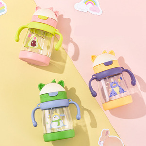 Gobelet d'apprentissage anti-fuite pour bébé avec personnage de dessin animé, 450 ml, sans BPA, réutilisable, bouteille d'eau en plastique pour enfants avec paille/sangle - Product Image 3