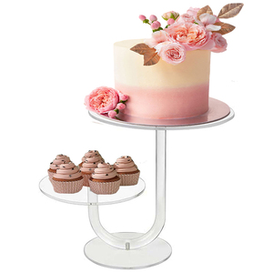 ชั้นวางเค้กอะคริลิคใส 2 ชั้น รูปทรงตัว J สำหรับวางขนมหวานและขนมอบ - Product Image 2