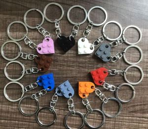 Ensemble de porte-clés en forme de cœur personnalisé pour couple, compatible avec les briques Lego, porte-clés en forme de cœur assorti pour les meilleurs amis, cadeau à étiquette privée - Product Image 4
