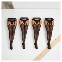 Collants à bretelles en dentelle noire pour femmes, collants sans couture jusqu'aux cuisses, collants résille pour les occasions spéciales