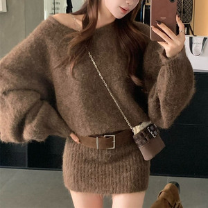 <span class=keywords><strong>Cardigan</strong></span> di nuovo stile con gonna aderente e abito monospalla a maniche lunghe per l'autunno e l'inverno - Product Image 5