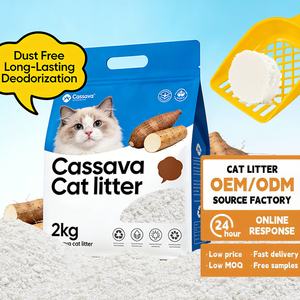 Litière pour chat en fibres naturelles de manioc, écologique et jetable dans les toilettes, absorbe l'ammoniac et les odeurs fécales, garde la litière fraîche avec un parfum doux - Product Image 1