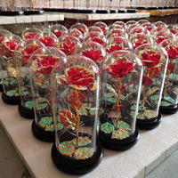 Lampes LED sous dôme en verre, cadeau pour la fête des mères, Noël, fleurs et plantes préservées en plastique, rose éternelle, rose de la galaxie, rose éternelle pour femmes