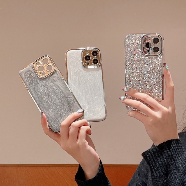 For iphone 13 14 15 16 Electroplated Glitter Phone case Lens Protective Plating Phone Accessories for iphone 15 Pro Max