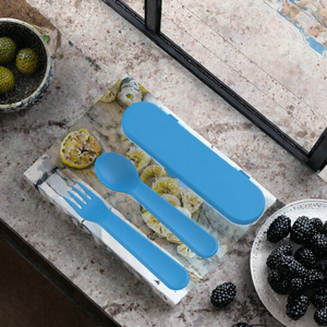 ORIGINAL Nordic Kids <b>Cutlery</b> <b>Set</b> BPA Free Plastic Spoon Fork <b>Travel</b> Case Children Dining Tableware for Home - Product Image 3