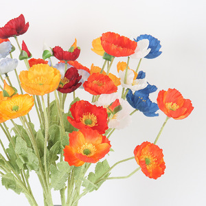 Fleurs de pavot artificielles, fleurs en soie de couleurs mélangées, décoration réaliste pour la maison, arrangement de mariage, bouquet en vase, 12 pièces - Product Image 2