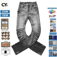 Fabricant en gros de jeans en denim pour hommes, OEM ODM, pantalons baggy à plusieurs boutons, fournisseur d'usine, pantalons amples en gros, LOGO personnalisable
