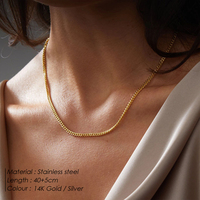 EMANCO Collier en acier inoxydable plaqué or 14 carats pour femmes et hommes, style classique hip-hop minimaliste, maillons gourmette 3 mm, unisexe, pour le quotidien