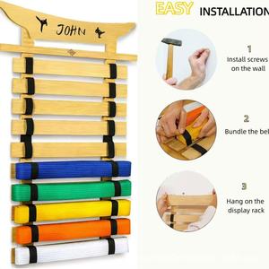 Expositor de Cinturones de Madera de 5 Niveles, Almacenamiento Resistente para Cinturones de Artes Marciales y Karate, Uso en Sala de Estar - Product Image 2