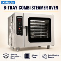 Four combiné commercial CKW-06D, 6 plateaux, cuisson vapeur et convection, 9,4 kW, 380 V, nettoyage automatique