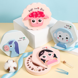 Personnalisé bois artisanat souvenir bébé <span class=keywords><strong>dent</strong></span> Macaron boîte <span class=keywords><strong>de</strong></span> rangement support dents économiseur dessin animé Animal cadre boîtes pour enfants garçons filles - Product Image 2