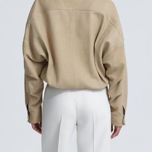 Veste en cuir PU pour femme, personnalisable, tendance, fermeture éclair, col rabattu, manches longues, manteau d'hiver - Product Image 2